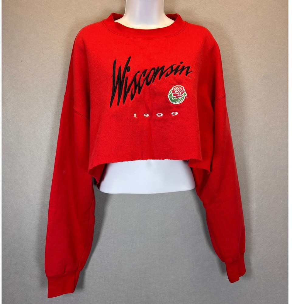 VTG Lee Wisconsin Badgers 1999 Rose Bowl Crewneck Sweatshirt Size XL crop USA